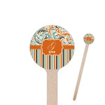 Orange Blue Swirls & Stripes 7.5" Round Wooden Stir Sticks - Double Sided (Personalized)