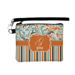 Orange Blue Swirls & Stripes Wristlet ID Case w/ Name and Initial