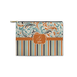 Orange Blue Swirls & Stripes Zipper Pouch - Small - 8.5"x6" (Personalized)