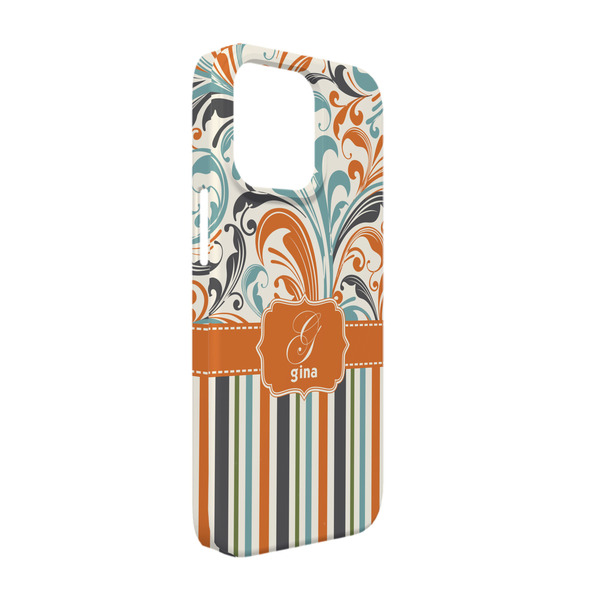 Custom Orange Blue Swirls & Stripes iPhone Case - Plastic - iPhone 13 (Personalized)