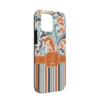 Orange Blue Swirls & Stripes iPhone Case - Rubber Lined - iPhone 13 Mini (Personalized)