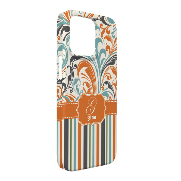 Custom Orange Blue Swirls & Stripes iPhone Case - Plastic - iPhone 13 Pro Max (Personalized)