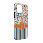 Orange Blue Swirls & Stripes iPhone Case - Rubber Lined - iPhone 13 Pro (Personalized)