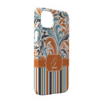 Orange Blue Swirls & Stripes iPhone Case - Plastic - iPhone 14 Pro (Personalized)