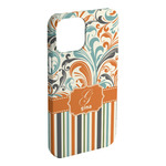 Orange Blue Swirls & Stripes iPhone Case - Plastic - iPhone 15 Plus (Personalized)