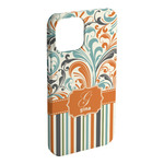 Orange Blue Swirls & Stripes iPhone Case - Plastic - iPhone 15 Pro Max (Personalized)