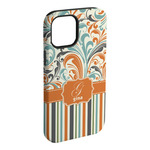 Orange Blue Swirls & Stripes iPhone Case - Rubber Lined - iPhone 15 Pro Max (Personalized)