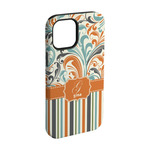 Orange Blue Swirls & Stripes iPhone Case - Rubber Lined - iPhone 15 (Personalized)