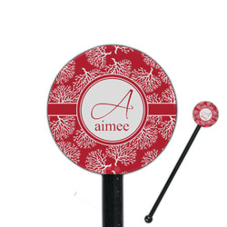 Coral 5.5" Round Plastic Stir Sticks - Black - Double Sided (Personalized)