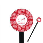 Coral 7" Round Plastic Stir Sticks - Black - Double Sided (Personalized)