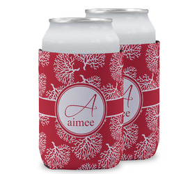 Coral Can Cooler (12 oz) w/ Name and Initial