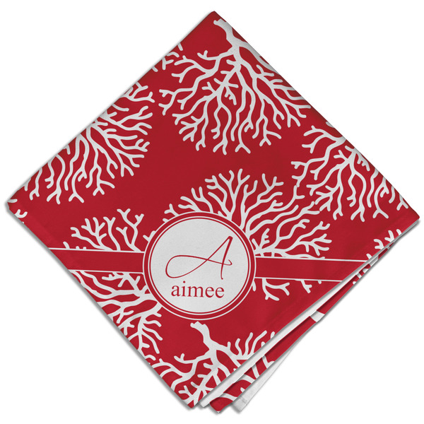 Custom Coral Cloth Dinner Napkin - Single w/ Name and Initial