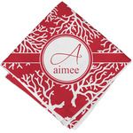 Coral Cloth Cocktail Napkin - Single w/ Name and Initial