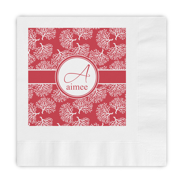 Custom Coral Embossed Decorative Napkins (Personalized)