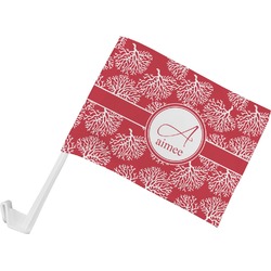 Coral Car Flag - Small w/ Name and Initial