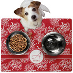 Coral Dog Food Mat - Medium w/ Name and Initial