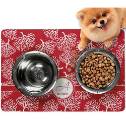 Coral Dog Food Mat - Small w/ Name and Initial
