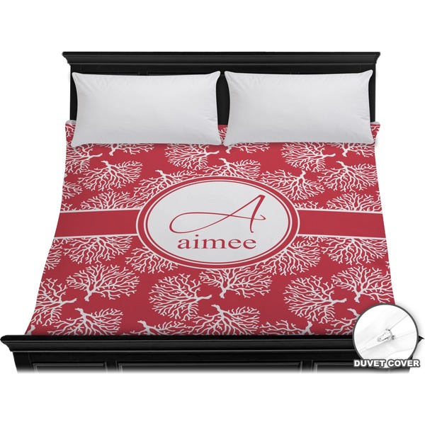 Custom Coral Duvet Cover - King (Personalized)