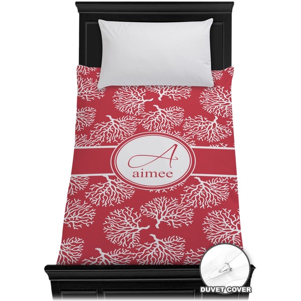 Custom Coral Duvet Cover - Twin (Personalized)