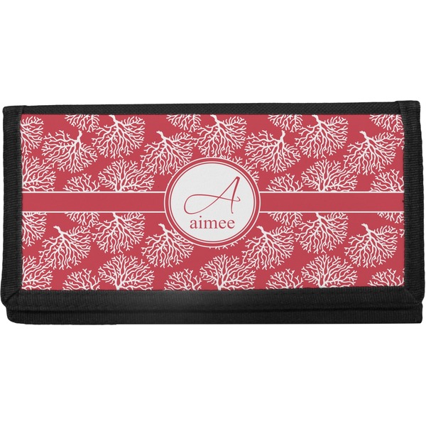 Custom Coral Canvas Checkbook Cover (Personalized)