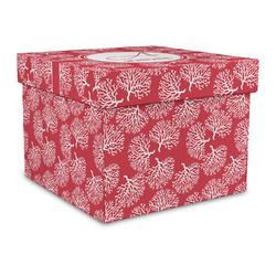 Coral Gift Box with Lid - Canvas Wrapped - Large (Personalized)