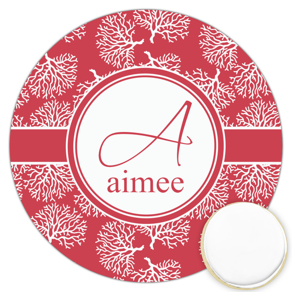 Custom Coral Printed Cookie Topper - 3.25" (Personalized)