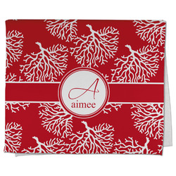 Coral Kitchen Towel - Poly Cotton w/ Name and Initial