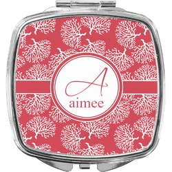 Coral Compact Makeup Mirror (Personalized)