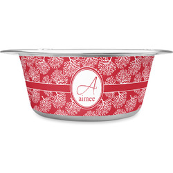 Coral Stainless Steel Dog Bowl - Large (Personalized)