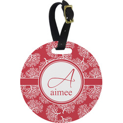 Coral Plastic Luggage Tag - Round (Personalized)