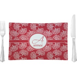 Coral Rectangular Glass Lunch / Dinner Plate - Single or Set (Personalized)