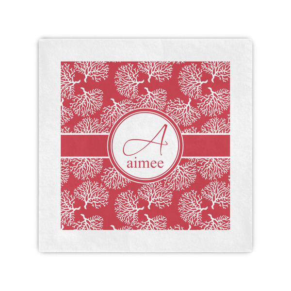 Custom Coral Cocktail Napkins (Personalized)