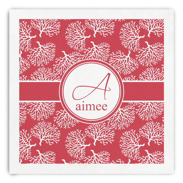 Custom Coral Paper Dinner Napkins (Personalized)