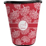 Coral Waste Basket - Double Sided (Black) (Personalized)