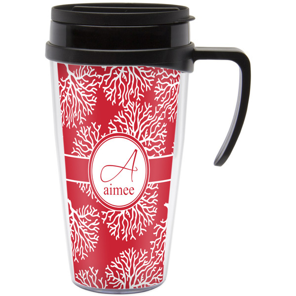 Custom Coral Acrylic Travel Mug with Handle (Personalized)