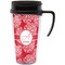 Coral Travel Mug with Black Handle - Front