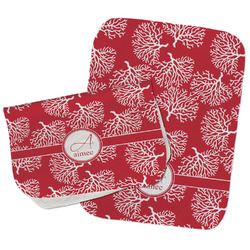 Coral Burp Cloths - Fleece - Set of 2 w/ Name and Initial