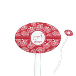 Coral 7" Oval Plastic Stir Sticks - White - Single Sided (Personalized)