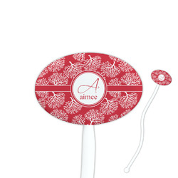 Coral 7" Oval Plastic Stir Sticks - White - Single Sided (Personalized)