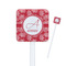 Coral White Plastic Stir Stick - Square - Closeup