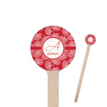 Coral 7.5" Round Wooden Stir Sticks - Single Sided (Personalized)