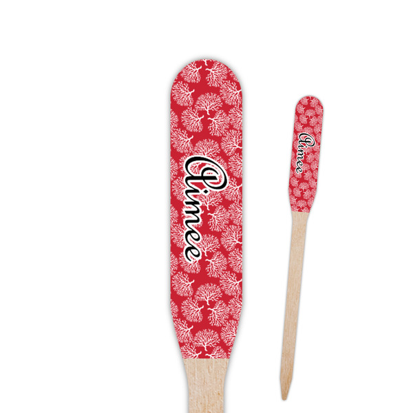 Custom Coral Paddle Wooden Food Picks - Double Sided (Personalized)