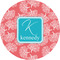 Coral & Teal 1" Multipurpose Round Labels - Single Sticker