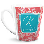 Coral & Teal 12 Oz Latte Mug (Personalized)