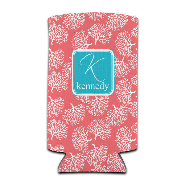 Custom Coral & Teal Can Cooler (tall 12 oz) (Personalized)