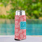 Coral & Teal Can Cooler - Tall 12oz - In Context