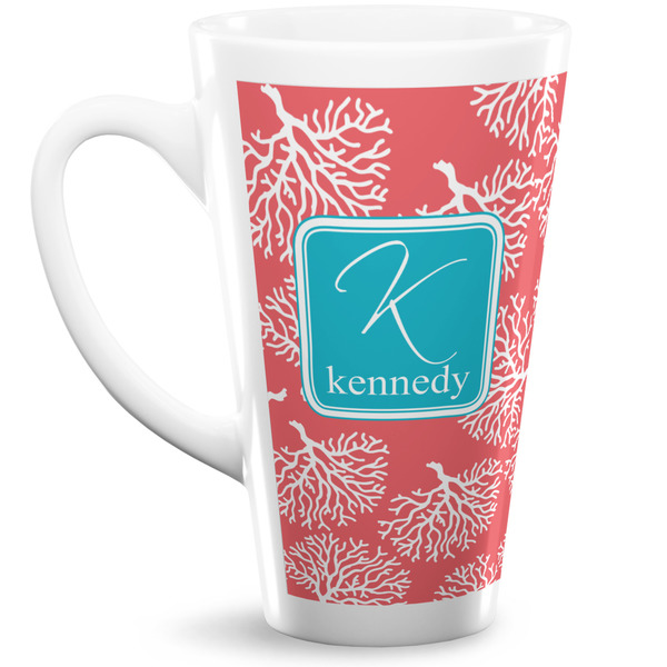 Custom Coral & Teal 16 Oz Latte Mug (Personalized)