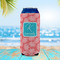 Coral & Teal 16oz Can Sleeve - LIFESTYLE