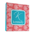 Coral & Teal 3 Ring Binder - Full Wrap - 1" (Personalized)