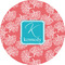 Coral & Teal 5" Multipurpose Round Label - Single Sticker